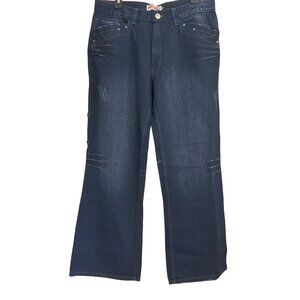 Stone Jeans Womens Wide-Leg Distressed Denim Jeans Size 32 Dark Wash